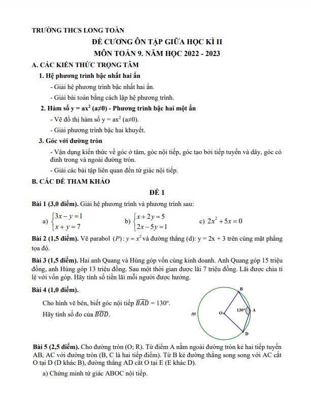 Đề cương giữa học kì 2 (HK2) lớp 9 môn Toán năm 2022 2023 trường THCS Long Toàn BR VT 3 de cuong giua hoc ki 2 hk2 lop 9 mon toan nam 2022 2023 truong thcs long toan br vt d