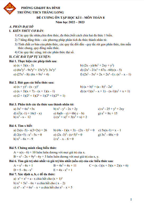 de cuong hoc ki 1 hk1 lop 8 mon toan nam 2022 2023 truong thcs thang long ha noi d