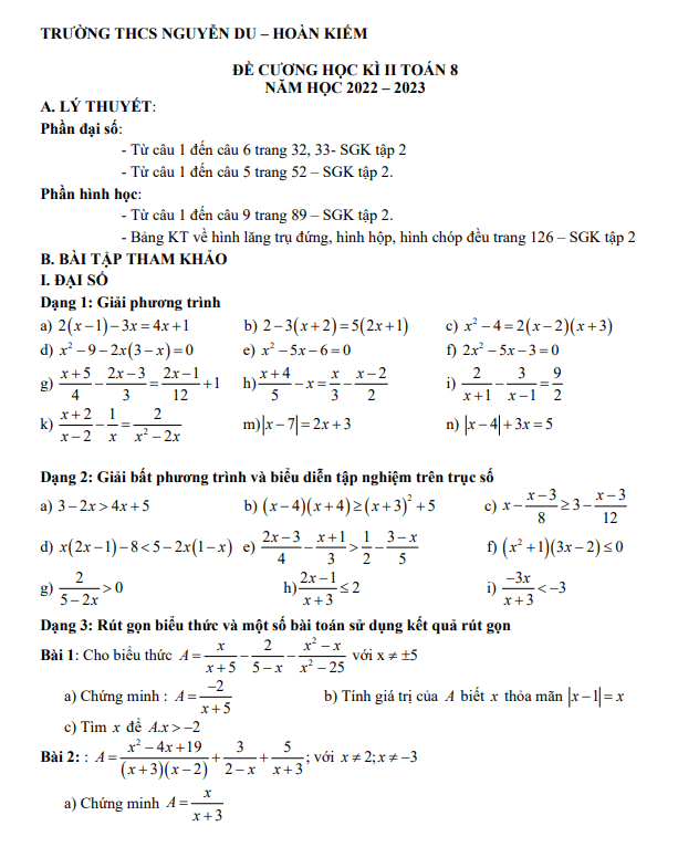 Đề cương học kì 2 (HK2) lớp 8 môn Toán năm 2022 2023 trường THCS Nguyễn Du Hà Nội 4 de cuong hoc ki 2 hk2 lop 8 mon toan nam 2022 2023 truong thcs nguyen du ha noi d