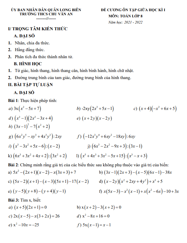 de cuong on tap giua hoc ki 1 hk1 lop 8 mon toan nam 2021 2022 truong thcs chu van an ha noi d