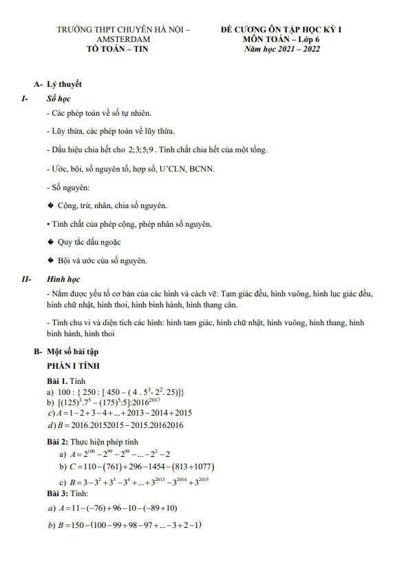 de cuong on tap hoc ki 1 hk1 lop 6 mon toan nam 2021 2022 truong chuyen ha noi amsterdam d