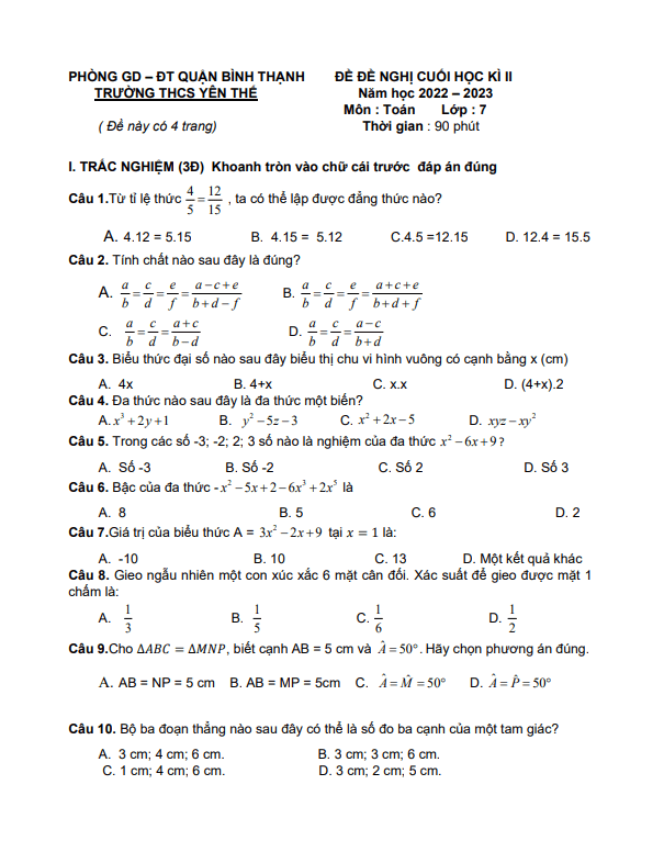 de de nghi cuoi hoc ki 2 hk2 lop 7 mon toan nam 2022 2023 truong thcs yen the tp hcm d