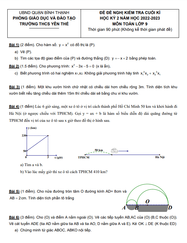 Đề đề nghị cuối học kì 2 (HK2) lớp 9 môn Toán năm 2022 2023 trường THCS Yên Thế TP HCM 5 de de nghi cuoi hoc ki 2 hk2 lop 9 mon toan nam 2022 2023 truong thcs yen the tp hcm d