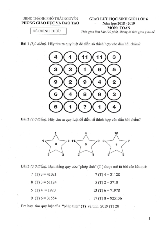 de giao luu hoc sinh gioi lop 6 mon toan nam 2018 2019 phong gd dt thanh pho thai nguyen d