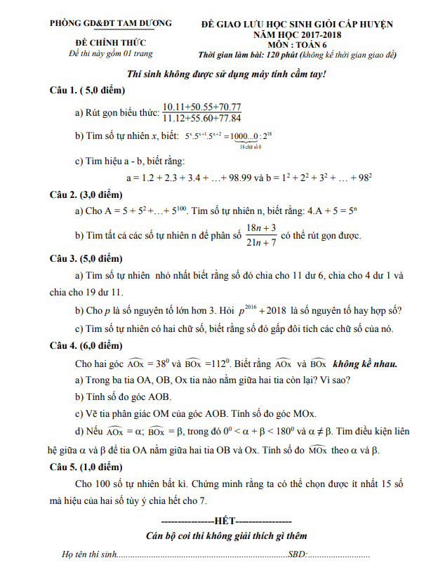 de giao luu hsg lop 6 mon toan nam 2017 2018 phong gd dt tam duong vinh phuc d