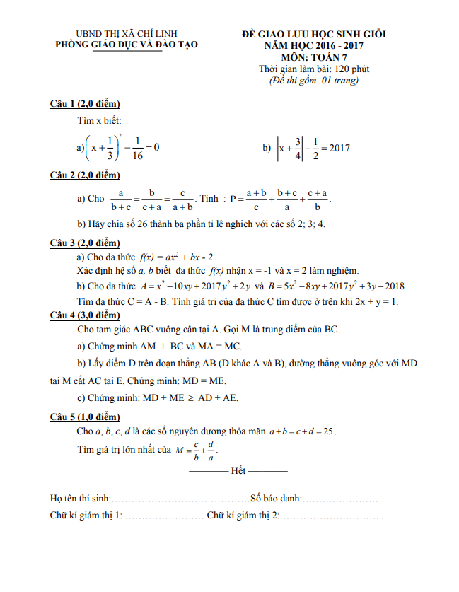 de giao luu hsg lop 7 mon toan nam 2016 2017 phong gd dt chi linh hai duong d