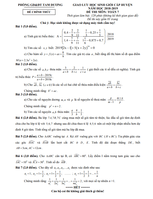de giao luu hsg lop 7 mon toan nam 2018 2019 phong gd dt tam duong vinh phuc d