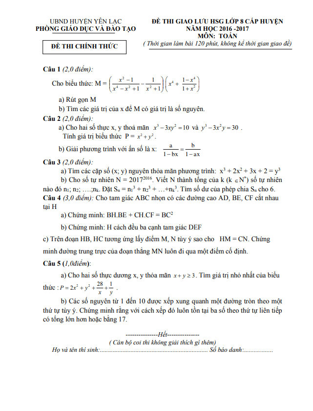 Đề giao lưu HSG lớp 8 môn Toán năm 2016 2017 phòng GD ĐT Yên Lạc Vĩnh Phúc 4 de giao luu hsg lop 8 mon toan nam 2016 2017 phong gd dt yen lac vinh phuc d