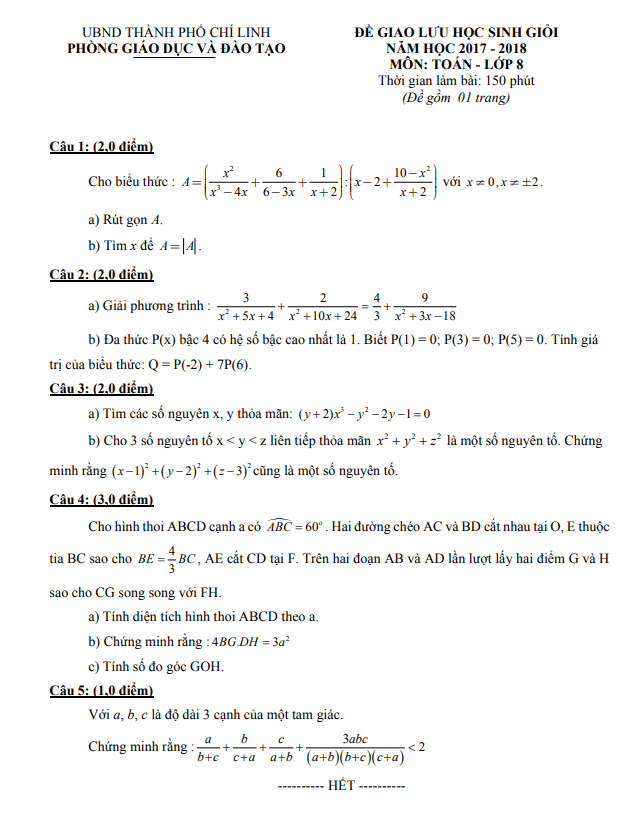 de giao luu hsg lop 8 mon toan nam 2017 2018 phong gd dt chi linh hai duong d