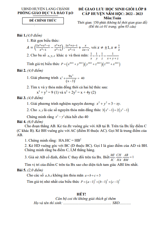 de giao luu hsg lop 8 mon toan nam 2022 2023 phong gd dt lang chanh thanh hoa d