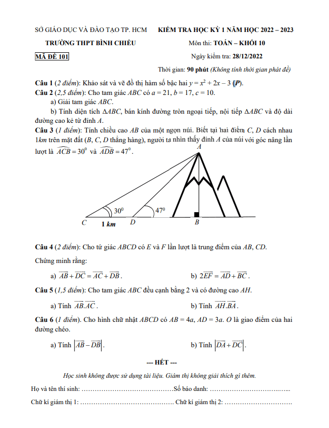 Đề học kì 1 (HK1) lớp 10 môn Toán năm 2022 2023 trường THPT Bình Chiểu TP HCM 1 de hoc ki 1 hk1 lop 10 mon toan nam 2022 2023 truong thpt binh chieu tp hcm d