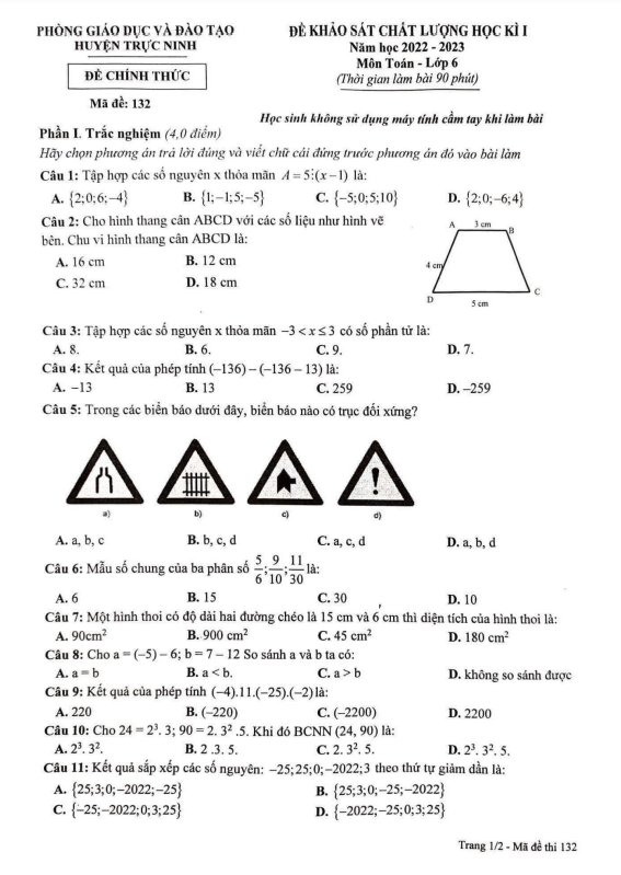 de hoc ki 1 hk1 lop 6 mon toan nam 2022 2023 phong gd dt truc ninh nam dinh d