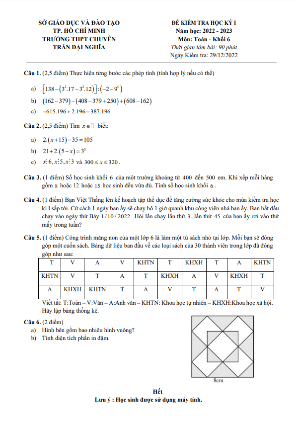 de hoc ki 1 hk1 lop 6 mon toan nam 2022 2023 truong chuyen tran dai nghia tp hcm d