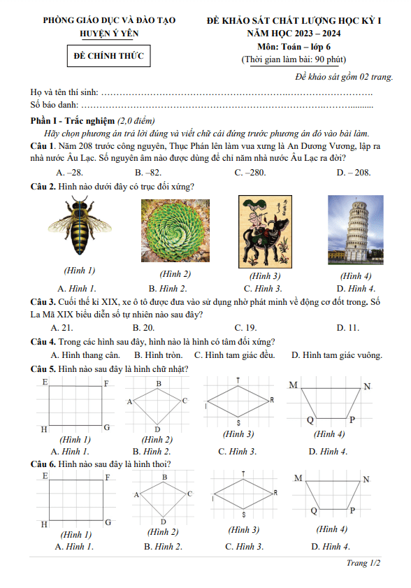 de hoc ki 1 hk1 lop 6 mon toan nam 2023 2024 phong gd dt y yen nam dinh d