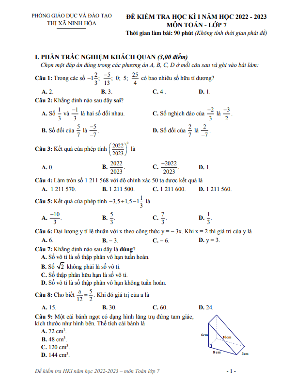 de hoc ki 1 hk1 lop 7 mon toan nam 2022 2023 phong gd dt ninh hoa khanh hoa d