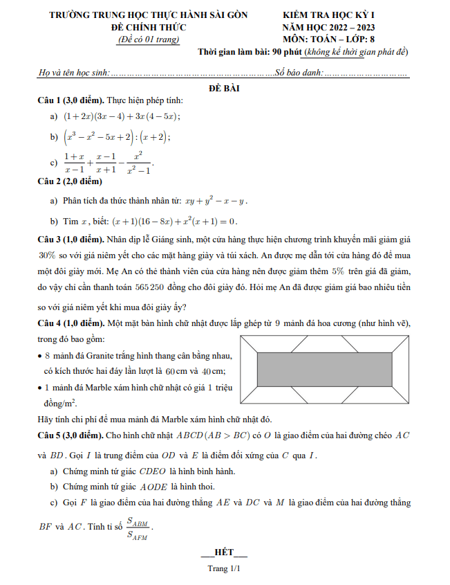 Đề học kì 1 (HK1) lớp 8 môn Toán năm 2022 2023 trường Thực hành Sài Gòn TP HCM 3 de hoc ki 1 hk1 lop 8 mon toan nam 2022 2023 truong thuc hanh sai gon tp hcm d