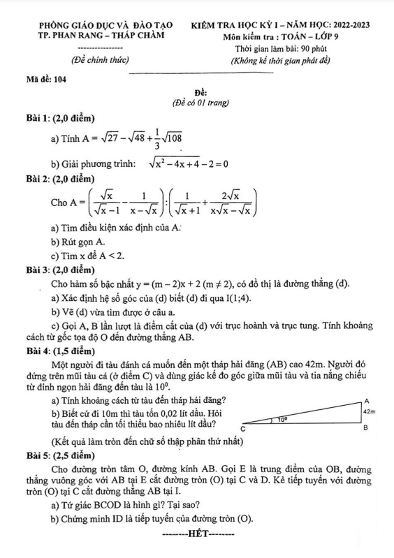 de hoc ki 1 hk1 lop 9 mon toan nam 2022 2023 phong gd dt phan rang thap cham ninh thuan d