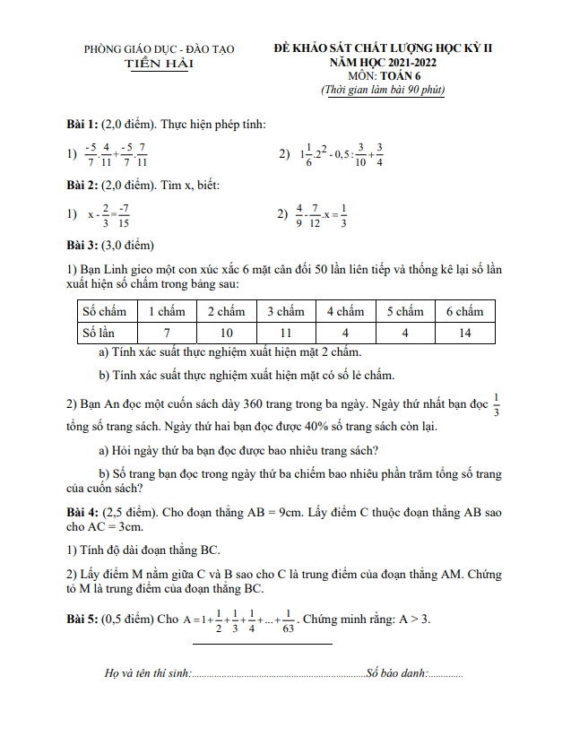 de hoc ki 2 hk2 lop 6 mon toan nam 2021 2022 phong gd dt tien hai thai binh d