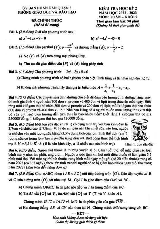 de hoc ki 2 hk2 lop 9 mon toan nam 2022 2023 phong gd dt quan 3 tp hcm d