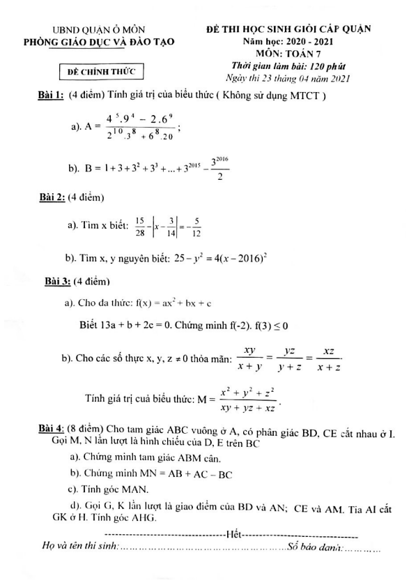 Đề học sinh giỏi cấp quận Toán 7 năm 2020 2021 phòng GD ĐT Ô Môn Cần Thơ 3 de hoc sinh gioi cap quan toan 7 nam 2020 2021 phong gd dt o mon can tho d