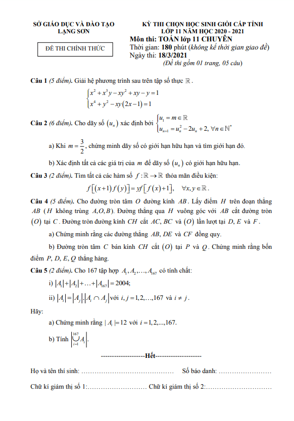 de hoc sinh gioi cap tinh lop 11 mon toan chuyen nam 2020 2021 so gd dt lang son d