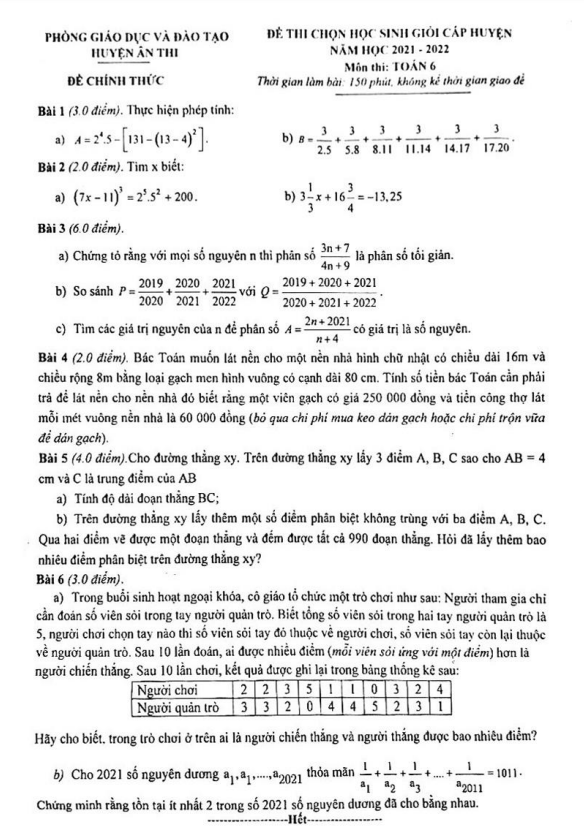Đề học sinh giỏi huyện lớp 6 môn Toán năm 2021 2022 phòng GD ĐT Ân Thi Hưng Yên 2 de hoc sinh gioi huyen lop 6 mon toan nam 2021 2022 phong gd dt an thi hung yen d