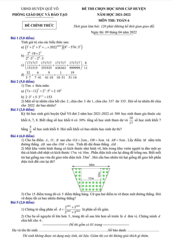 de hoc sinh gioi huyen lop 6 mon toan nam 2021 2022 phong gd dt que vo bac ninh d