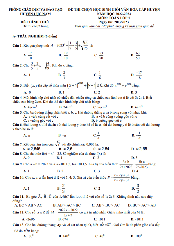 de hoc sinh gioi huyen lop 7 mon toan nam 2022 2023 phong gd dt luc nam bac giang d