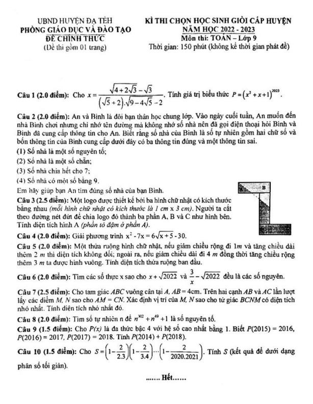 de hoc sinh gioi huyen lop 9 mon toan nam 2022 2023 phong gd dt da teh lam dong d