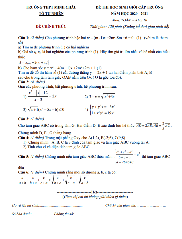 de hoc sinh gioi lop 10 mon toan nam 2020 2021 truong thpt minh chau hung yen d