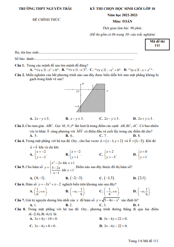 de hoc sinh gioi lop 10 mon toan nam 2022 2023 truong thpt nguyen trai thanh hoa d