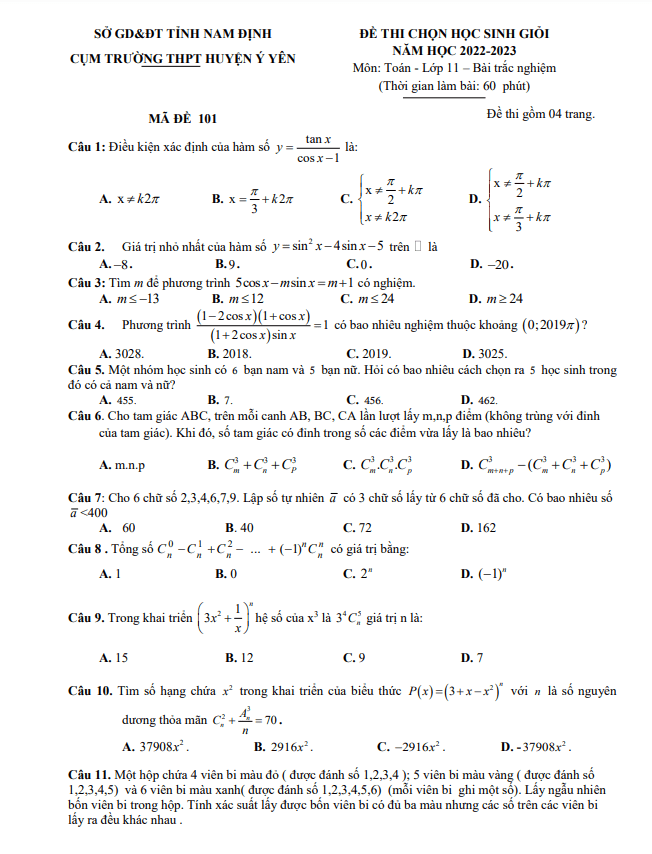 de hoc sinh gioi lop 11 mon toan nam 2022 2023 cum thpt huyen y yen nam dinh d
