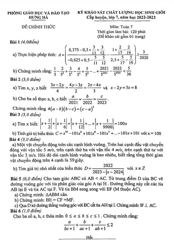 de hoc sinh gioi lop 7 mon toan nam 2022 2023 phong gd dt hung ha thai binh d