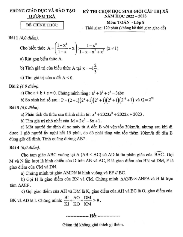 de hoc sinh gioi lop 8 mon toan nam 2022 2023 phong gd dt huong tra tt hue d