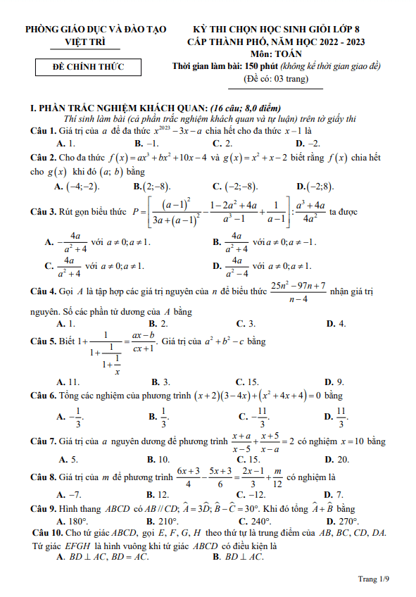 de hoc sinh gioi lop 8 mon toan nam 2022 2023 phong gd dt viet tri phu tho d