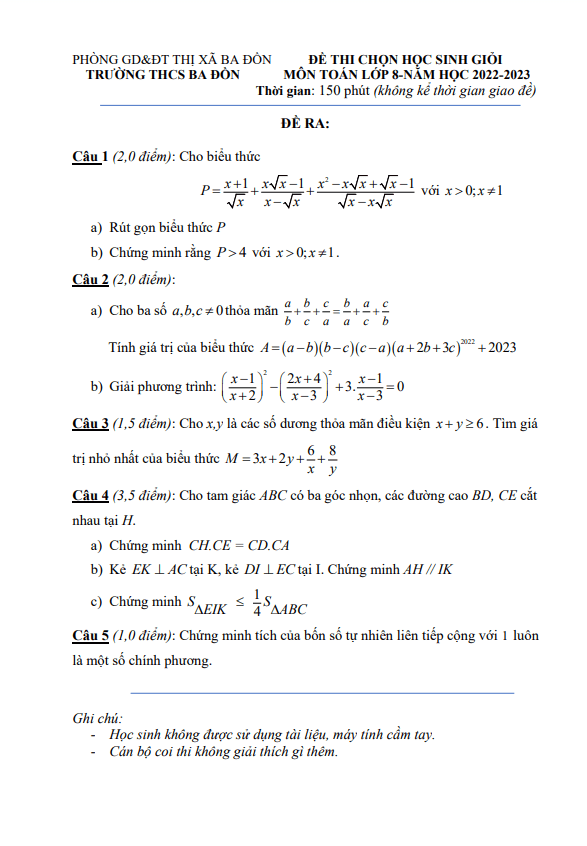 de hoc sinh gioi lop 8 mon toan nam 2022 2023 truong thcs ba don quang binh d