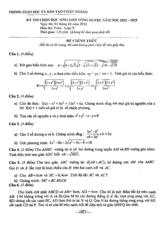 de hoc sinh gioi lop 9 mon toan nam 2022 2023 phong gd dt chau thanh ben tre d
