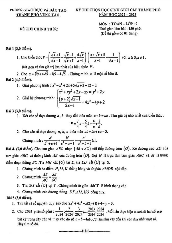 de hoc sinh gioi lop 9 mon toan nam 2022 2023 phong gd dt vung tau br vt d