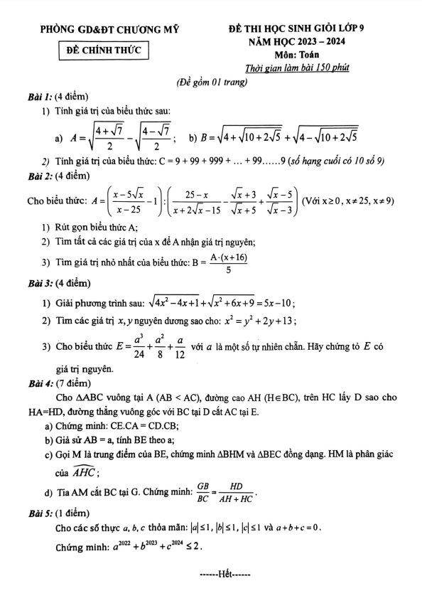 de hoc sinh gioi lop 9 mon toan nam 2023 2024 phong gd dt chuong my ha noi d