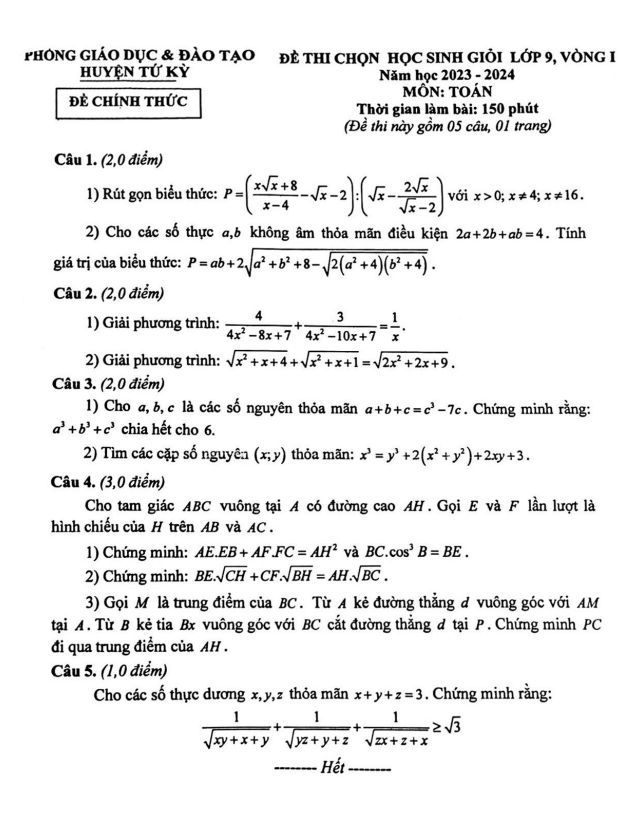 de hoc sinh gioi lop 9 mon toan vong 1 nam 2023 2024 phong gd dt tu ky hai duong d