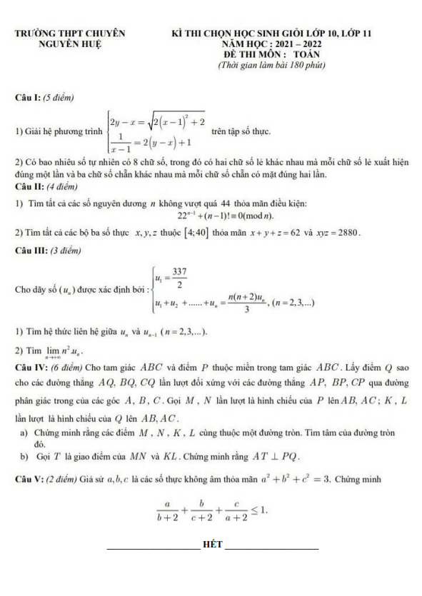 de hsg 11 mon toan nam 2021 2022 truong chuyen nguyen hue ha noi d