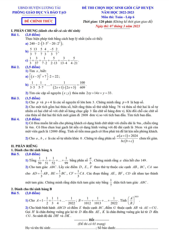 de hsg cap huyen lop 6 mon toan nam 2022 2023 phong gd dt luong tai bac ninh d