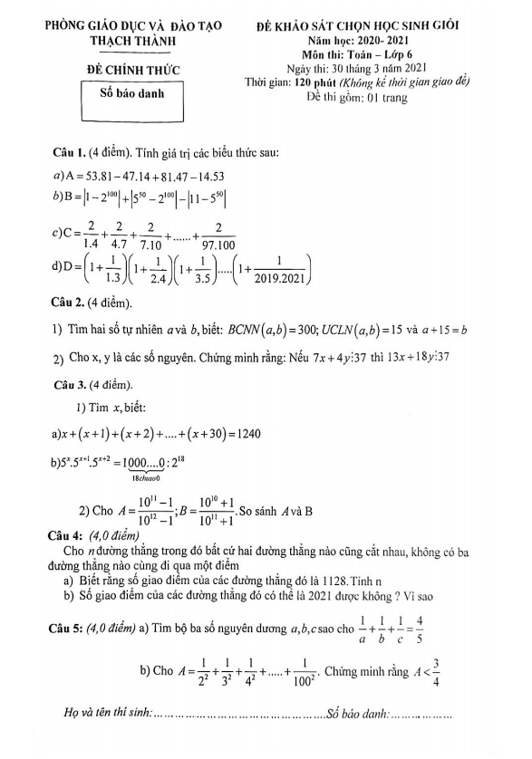 de hsg huyen lop 6 mon toan nam 2020 2021 phong gd dt thach thanh thanh hoa d