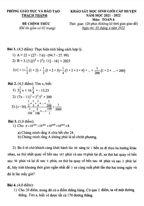 Đề HSG huyện lớp 6 môn Toán năm 2021 2022 phòng GD ĐT Thạch Thành Thanh Hóa 3 de hsg huyen lop 6 mon toan nam 2021 2022 phong gd dt thach thanh thanh hoa d