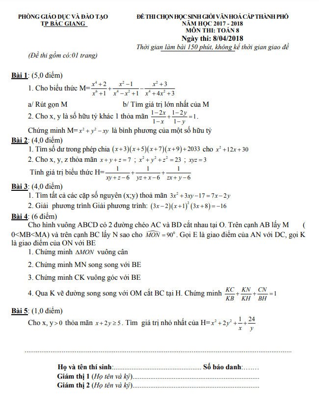 de hsg lop 8 mon toan cap thanh pho nam 2017 2018 phong gd dt tp bac giang d