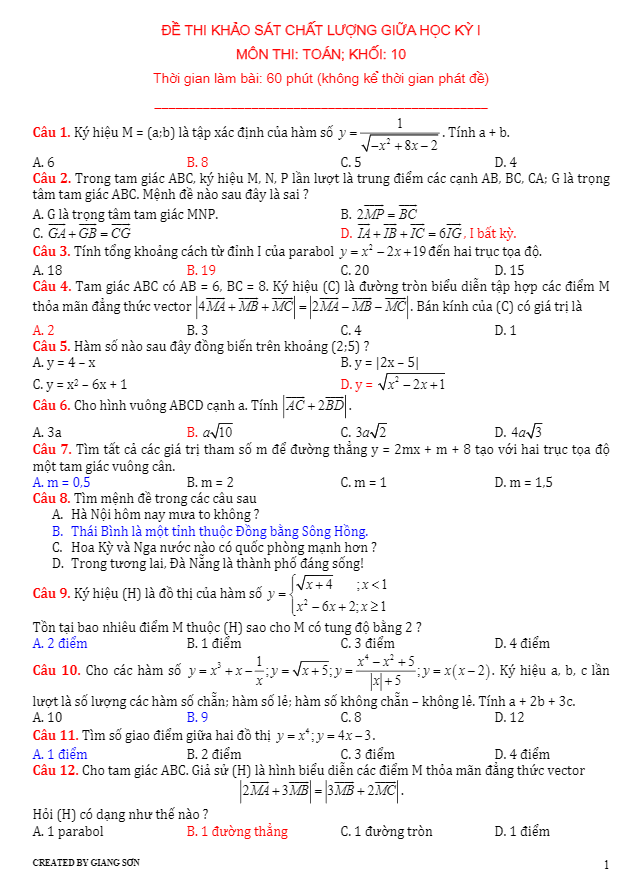 Đề khảo sát chất lượng giữa học kỳ I lớp 10 môn Toán Lương Tuấn Đức 1 de khao sat chat luong giua hoc ky i lop 10 mon toan luong tuan duc d