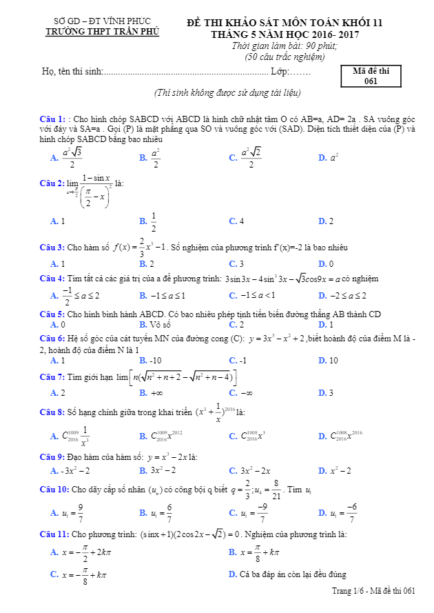 de khao sat chat luong lop 11 mon toan thang 5 nam hoc 2016 2017 truong tran phu yen lac vinh phuc d