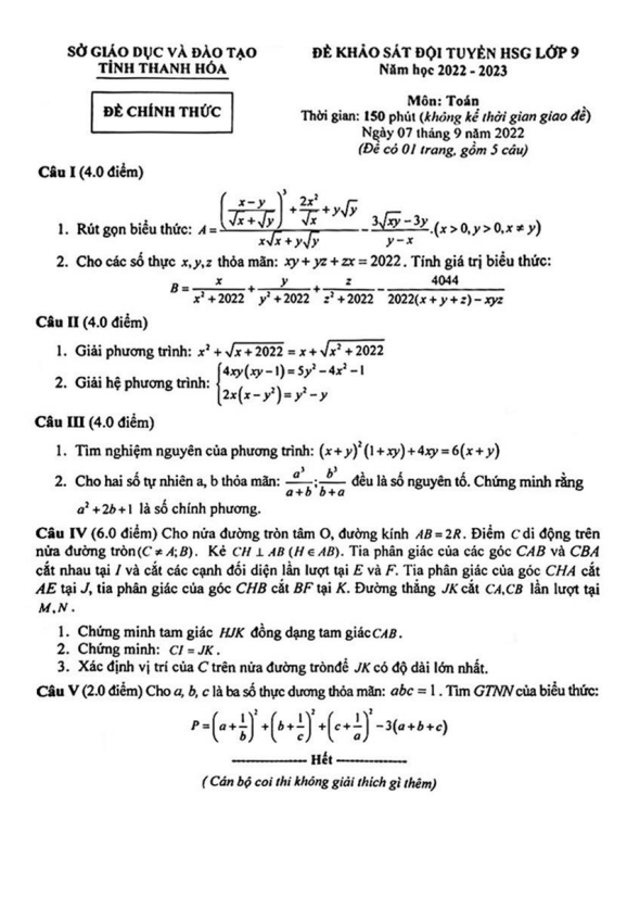 de khao sat doi tuyen hsg lop 9 mon toan nam 2022 2023 so gd dt thanh hoa d