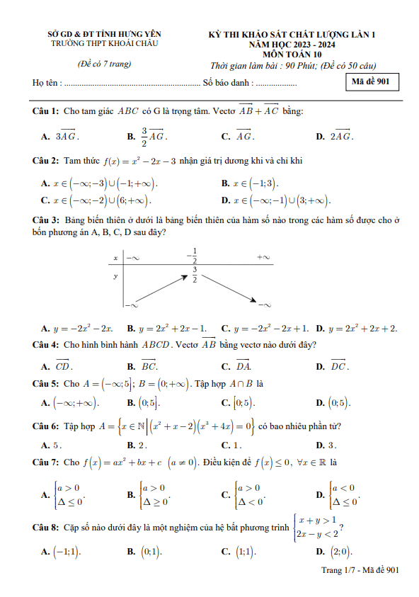Đề khảo sát lần 1 lớp 10 môn Toán năm 2023 2024 trường THPT Khoái Châu Hưng Yên 5 de khao sat lan 1 lop 10 mon toan nam 2023 2024 truong thpt khoai chau hung yen d