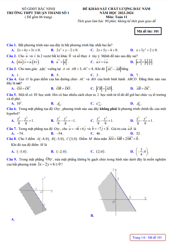 de khao sat lop 11 mon toan dau nam 2023 2024 truong thpt thuan thanh 1 bac ninh d